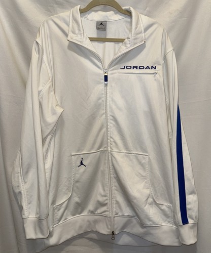 Air Jordan, Air Jordan Track Jacket Sz XL Mens Full Zip Arm Stripe White Blue Retro Vintage