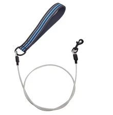 6 ft Chew Proof Dog Leash Steel Cable with Reflective Soft Padded Handle Black