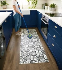 Vinyl Kitchen Runner Rug Floor Mat Grey Non Slip Waterproof Easy Clean Patterned