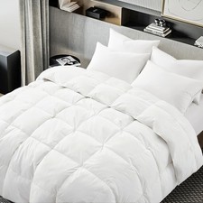Goose Feather Down Comforter Twin Size, White 100 Cotton Duvet Insert, All