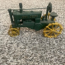 Vintage Antique Cast Iron John Deere Green Tractor Heavy 11 L x 4.5 W x 6.5H