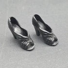 Vintage 1970's Doll Peep Toe Heels Black barbie cher farrah fawcett
