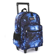 Rolling Backpack 18 inch Double Handle Wheeled Laptop Boys Girls Galaxy Blue
