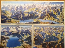 Vintage Interlaken Jungfrau Switzerland Travel Brochure. Panoramic Maps 1950s