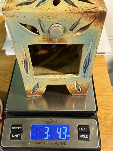 Kunstkeramik TEELICHT KERZENHALTER erdige Patina 7" hoch schwer atemberaubend - Bild 10 von 10