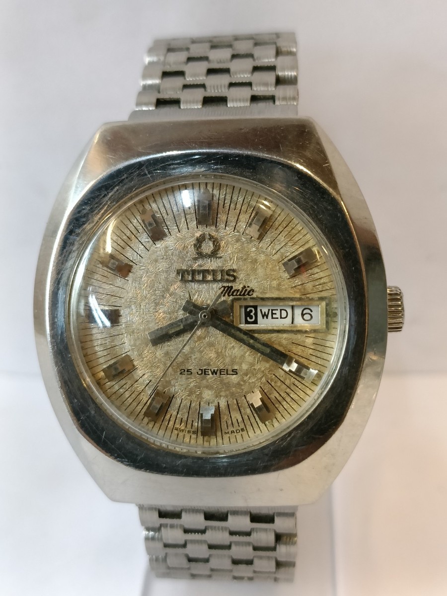 TITUS MATIC 25 JEWELS AUTOMATIC SPARKLE DIAL SWISS MEN'S WORKING