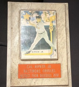 Cal Ripken Jr Baltimore Orioles Vintage Baseball Plaque with Trading Card 2001
