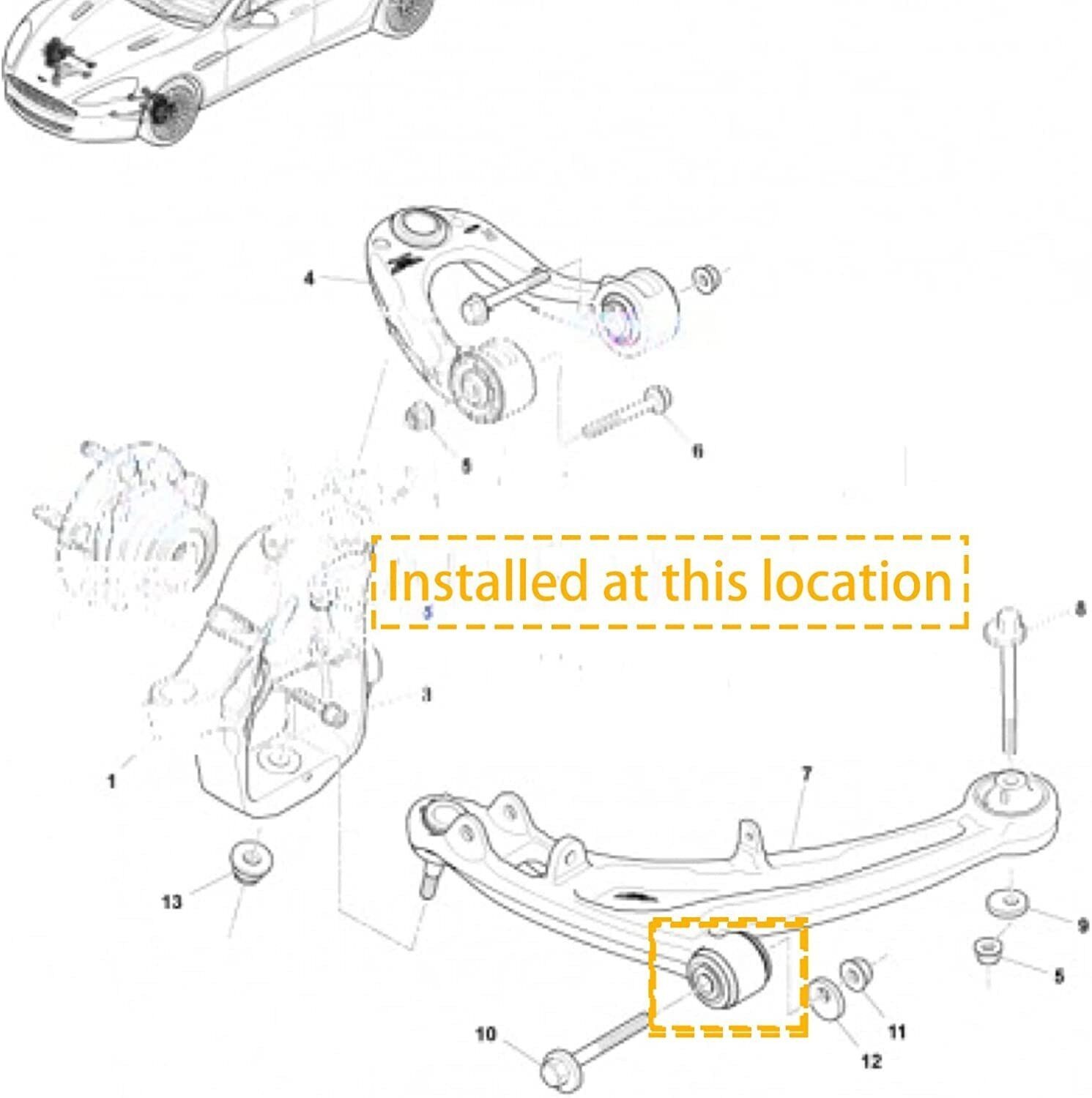 Front lower control arm bushing small For Aston Martin 8D333A052AC 6G333A053BA