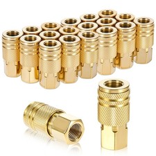 20 PCS 1/4 Inch Brass Female Industrial Coupler Air Hose Quick Connect NPT