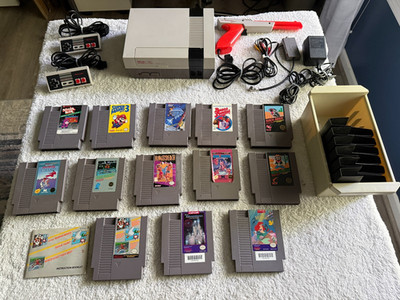 Nintendo NES Console Original TESTED Nice Bundle 13 Games Mario Ninja Kid & More