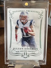 2014 Julian Edelman National Treasures Emerald 7/11 Jersey Patch Patriots SB