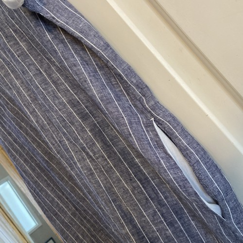The White Company Linen Dress Size 14 Blue White Stripe Pockets 100% Linen - Picture 8 of 11