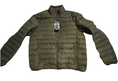 New GERRY Men’s Warm Seamless Sweater Down Puffer Coat Jacket Olive Size  Large