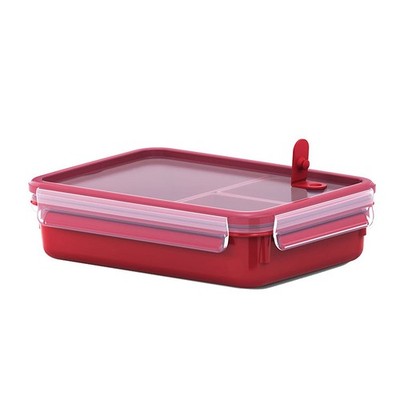 EMSA Clip & Close Mikrowellendose 1,2 l, 22,6 x 16,7 x 5,9 cm, rot/klar