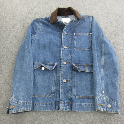 #ad #ad Everlane Jacket Mens Small Blue Denim Chore Workwear Button Front Corduroy $55.24