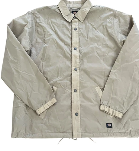 Dickies Giacca Cappotto Uomo 2XL Khaki Grunge Zip Up Lavoro Coach Oakport Impermeabile Nuovo con etichette