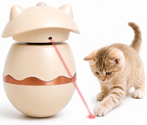 USB Rechargeable Automatic Cat Toy Interactive LED Red Pointer Tumbler