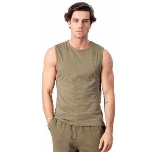 Canotta EVERLAST t-shirt uomo maglietta smanicata cotone fiammato verde militare
