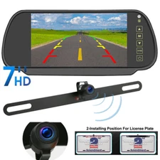 Reverse Backup Camera and Monitor 7" HD Car Vehicle Rearview Mirror Night Vision