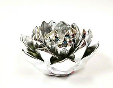 NEW PORCELAIN HANDMADE METALLIC SILVER LOTUS FLOWER SHAPE TEALIGHT,CANDLE HOLDER