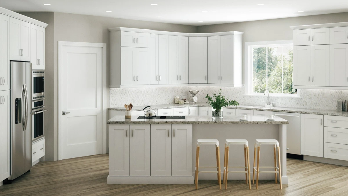 10 x 10 Kitchen Cabinets Shaker Vivid White ASSEMBLED 30