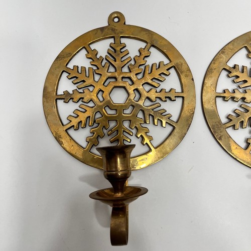 Snowflake Design Solid Brass Wall Tapered Candle Sconces 9" x 6" Hosley Intl - Picture 9 of 16