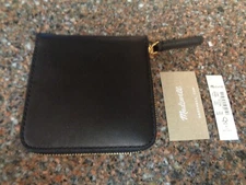 Madewell Essential Zip Around Leather Wallet Black Zipper Gold Hardware New