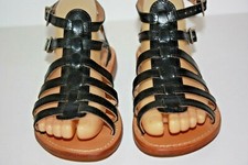 LES TROPEZIENNES  Sandales Tongs Tout Cuir   Lanières Noires T 36 TBE