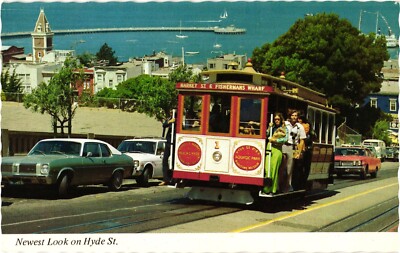 Cable Car Hyde St. Hill - Ghirardelli Clock Tower California Postcard Unposted