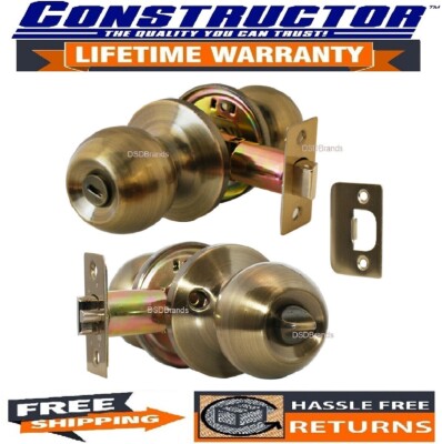 Constructor Privacy Door Lock Knob (No Key) for Bed / Bath Handle Antique Bronze
