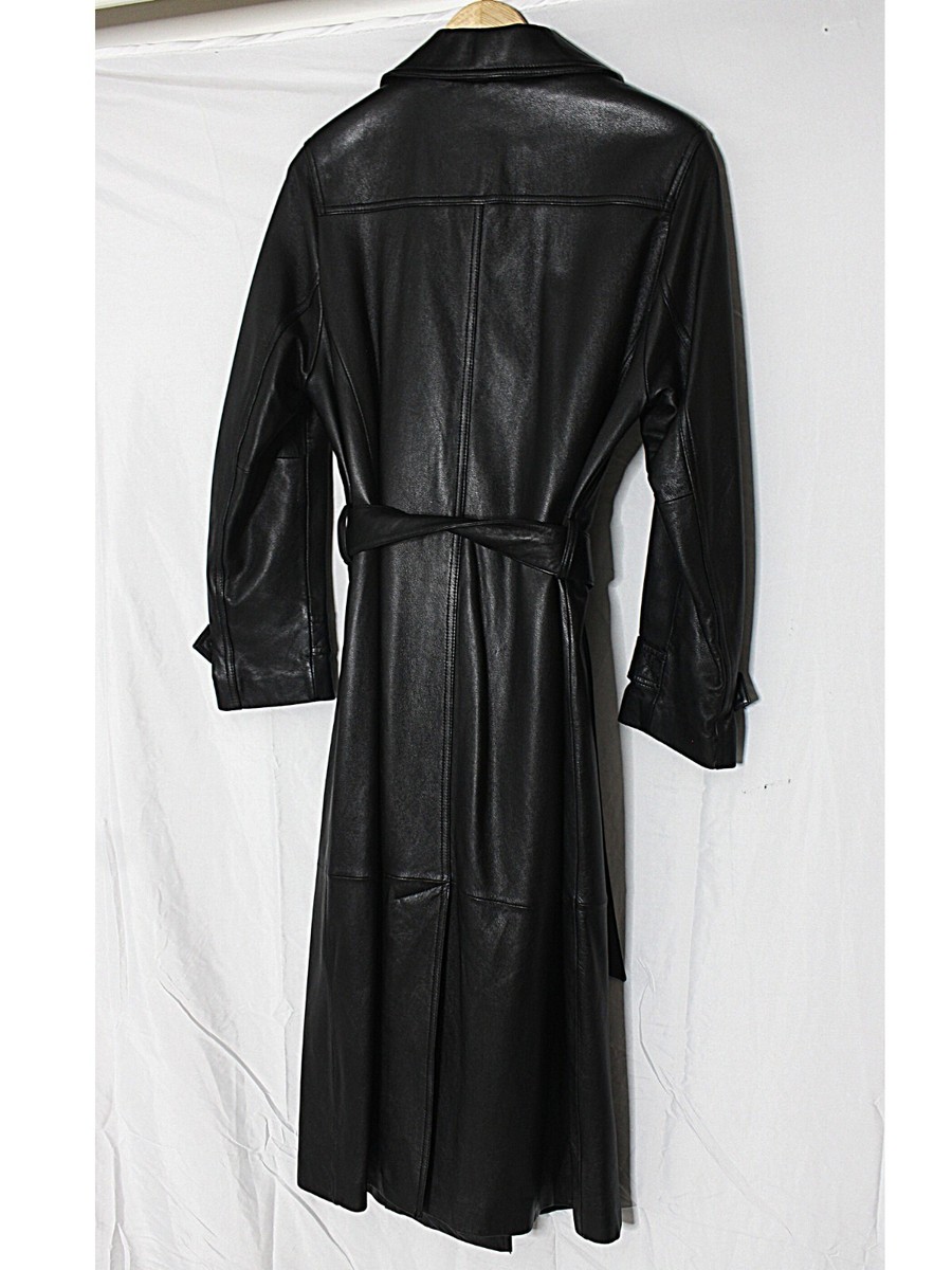 ジャケット・アウター noill vintage long leather trench coat Womens Leather Trench Coat Green M-L-XL? Long SOFT Lambskin