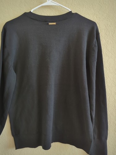 Michael Kors women`s signature MK logo knit sweater Size Small Black - Picture 7 of 7