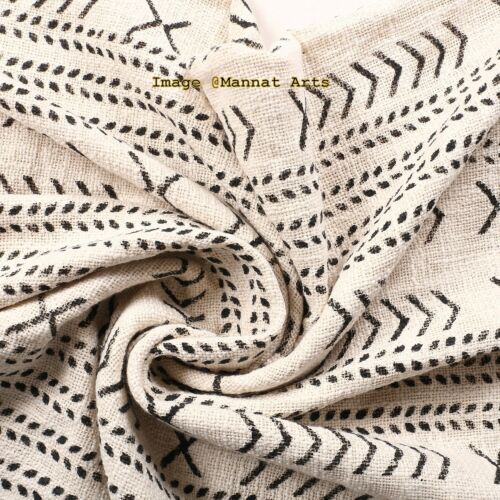 Handloomed Mud Cloth Throw Blanket Tassel Indian Quilt Hand Block Printed Throw - Picture 3 of 5