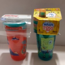 Nuby 360 Wonder Cup 3 Pk. Wash Or Toss Cups Spongebob Squarepants New