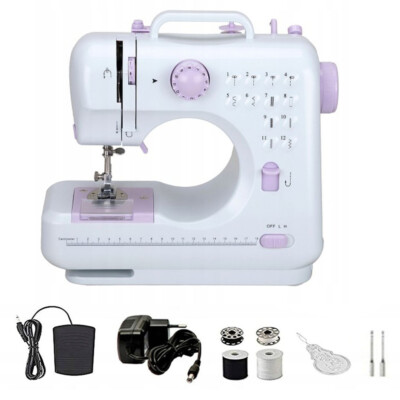 12 Nähstiche Elektrische Mini-Nähmaschine mit LED Licht, Doppel-Faden, EU Plug