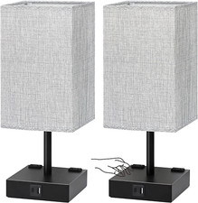 Touch Control Table Lamps Set of 2 - Nightstand Lamp for Bedroom with USB C A Ch