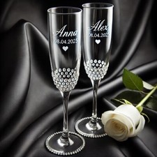 Wedding Champagne Flutes, Mr and Mrs Glasses, Personalized Bride & Groom Gift, B