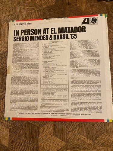 SERGIO MENDES & BRASIL '65 - In Person At El Matador ~ ATLANTIC 8112 {nm orig} - Picture 2 of 6