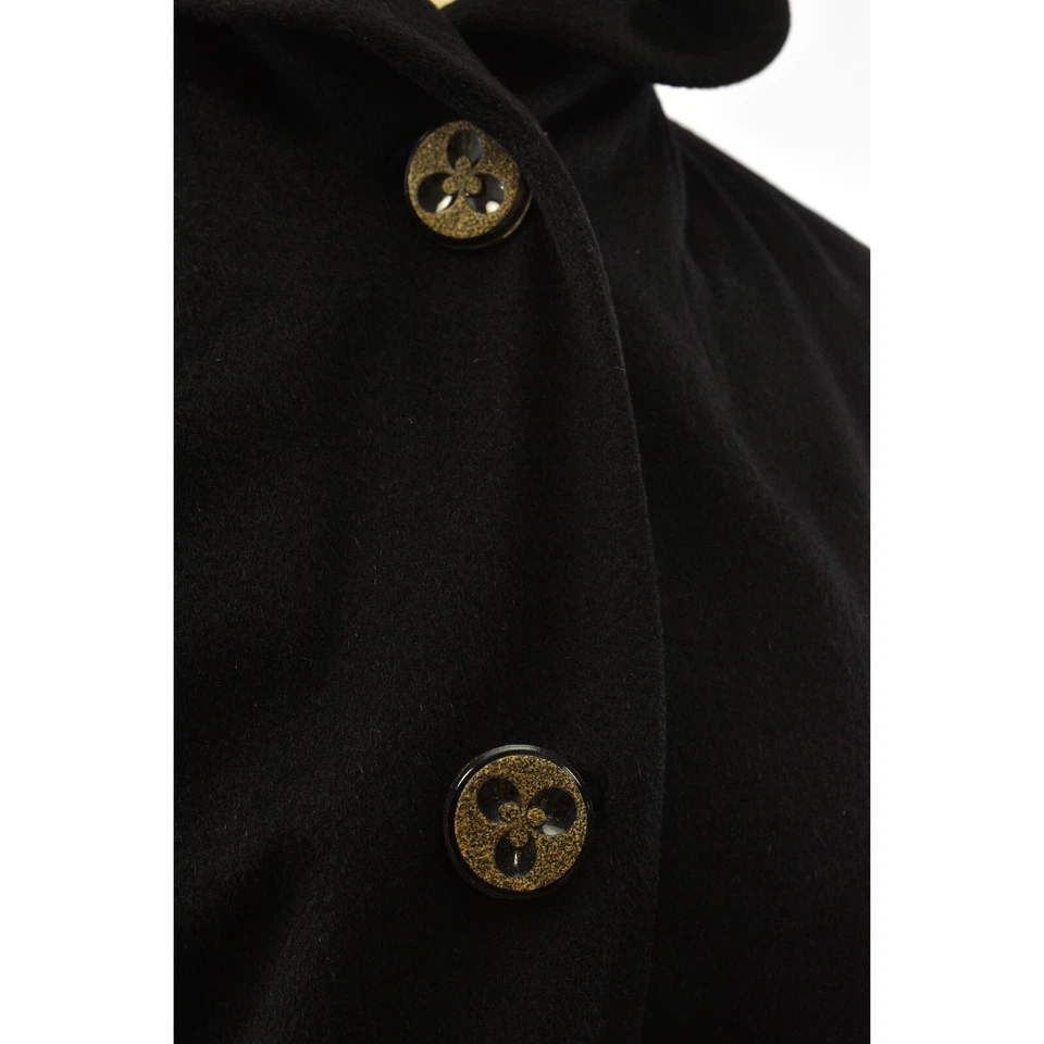 50 Vintage Gothic Coats For Women Size S Shawl Collar Jet Black Unique Wool - Image 2 of 4