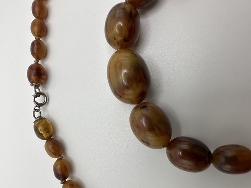 Antique Unique Color 18" Sterling Silver Amber Graduated Bead Necklace NB7 - Picture 23 of 24