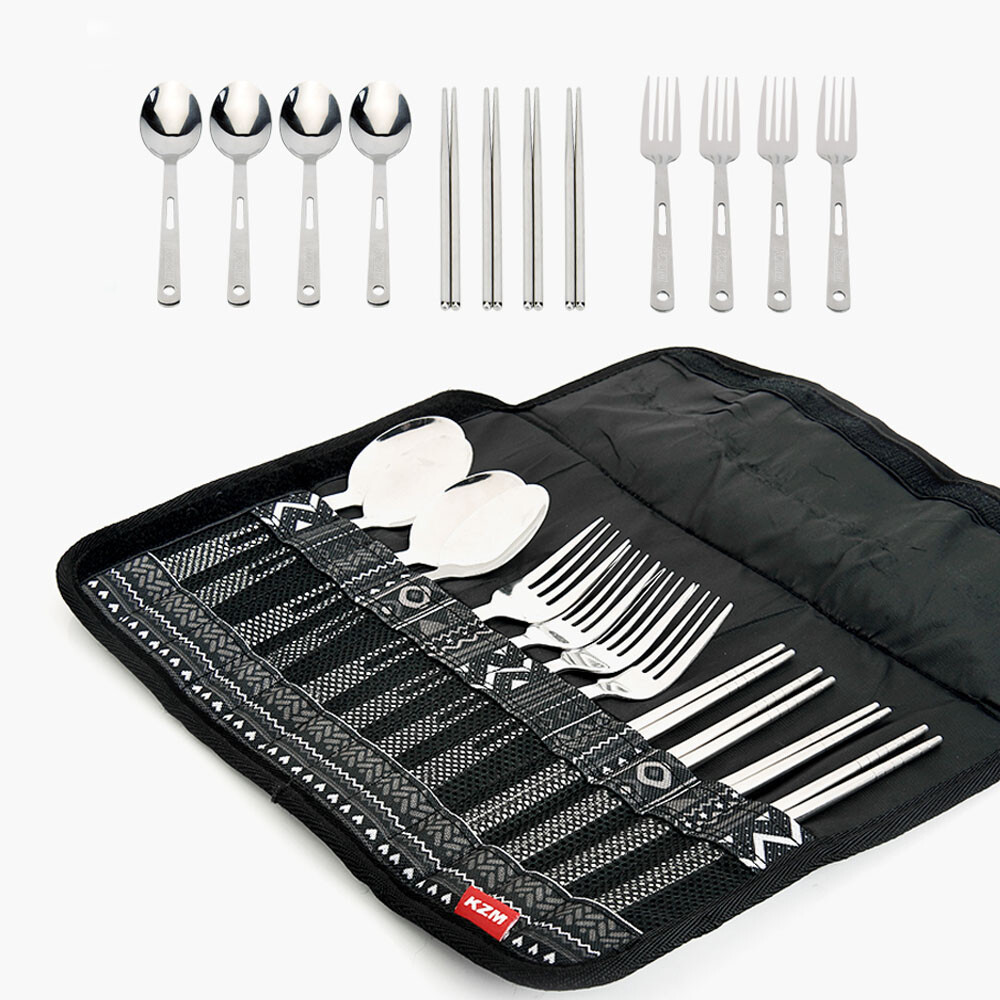 Set De Couverts De Camping KAZMI – Kit D'ustensiles Avec Sac De Rangement, Neuf
