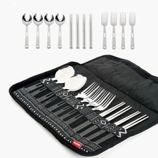 [KAZMI] Cutlery Organizer Utensil Set Picnic Camping Kit with Storage Bag