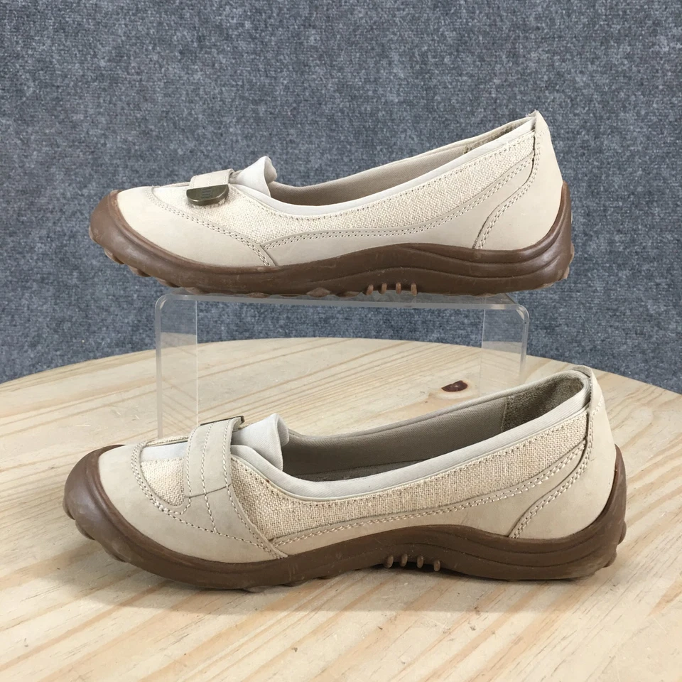 Zapatos Land End para mujer 8 B informales sin cordones beige lona cómodos parte superior baja punta cerrada Foto 2 de 4