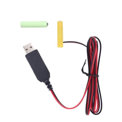 Universal USB 5V to 3V 2Pcs AAA LR03 Battery Eliminators USB Power Supply Cable
