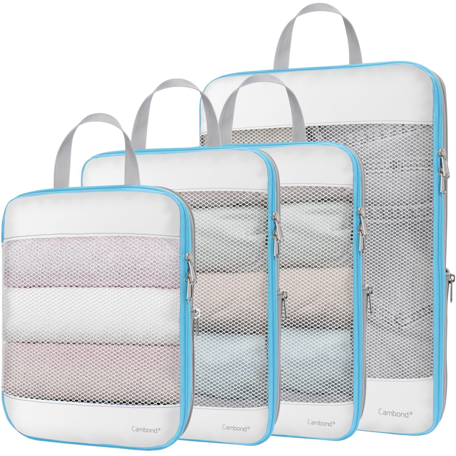 See Thru Mesh Compression Packing Cubes for Travel & Suitcases  -image