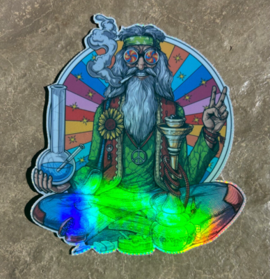 Blazed Hippie Holographic Sticker Waterproof Vinyl Trippy 420