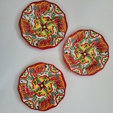 Lot of 3 Espana Lifestyle Bocca Red 9 1/4" Salad Plates