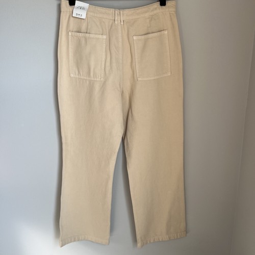 Zara Women's High Waisted Wide Leg Jeans Cream Denim Trouser Pants Sz 33x29 NWT - Picture 8 of 15