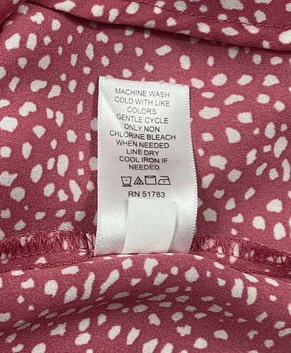 Maurice's Top Womens Med Pink Dot Button Up V-Neck Collared Long Sleeves - Picture 5 of 7