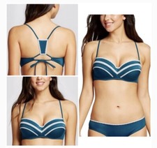 Shade Shore Crochet Trim Strappy Underwire Bikini Top 34 DD Rainforest Teal